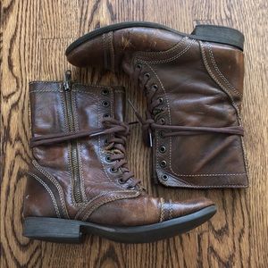 Steve Madden Brown Leather Combat Boots